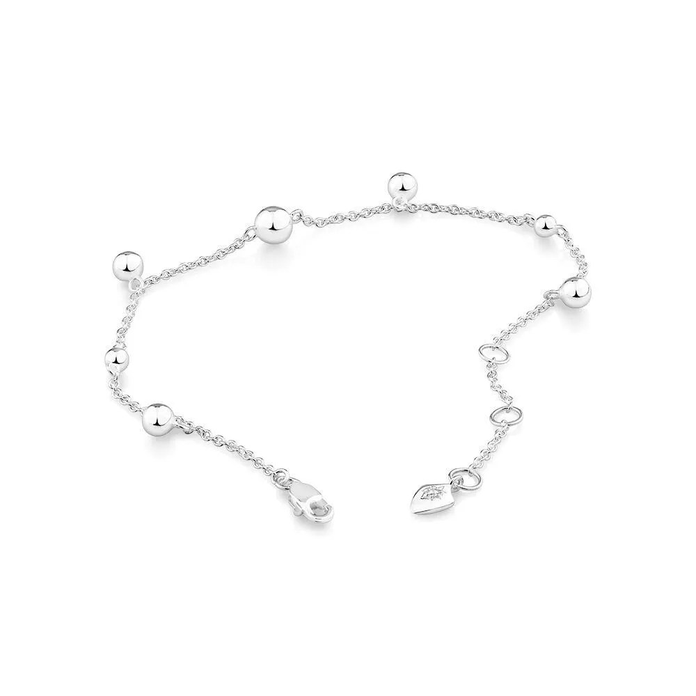 20cm (8") Bead Station Bracelet in Sterling Silver