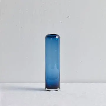 Column Glass Vase -Medium - Blue/Grey
