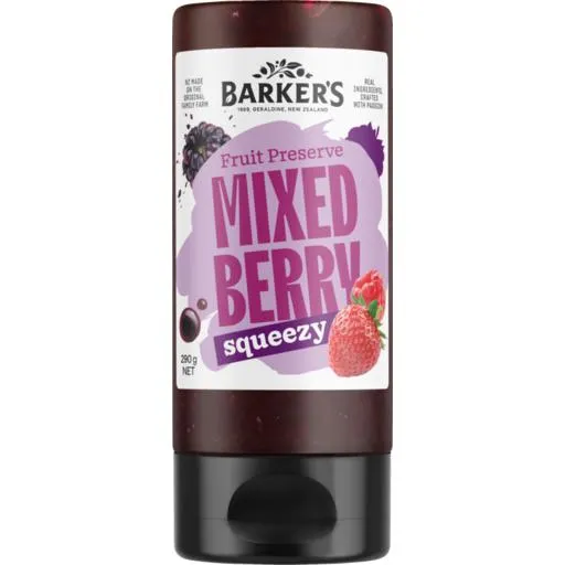 Barkers Squeezy Fruit Preserve Mixed Berry