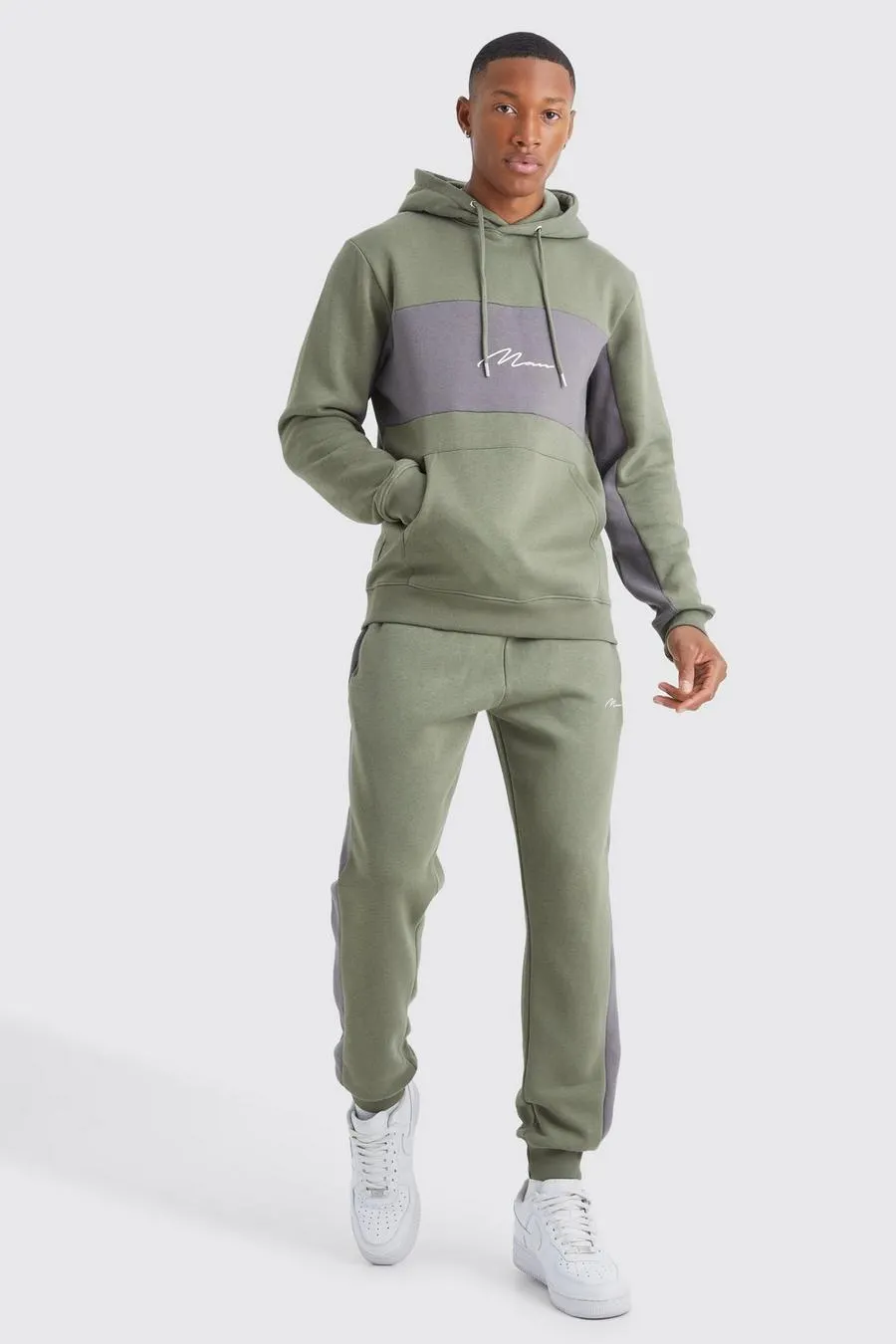 Man Signature Slim Colour Block Hooded Tracksuit