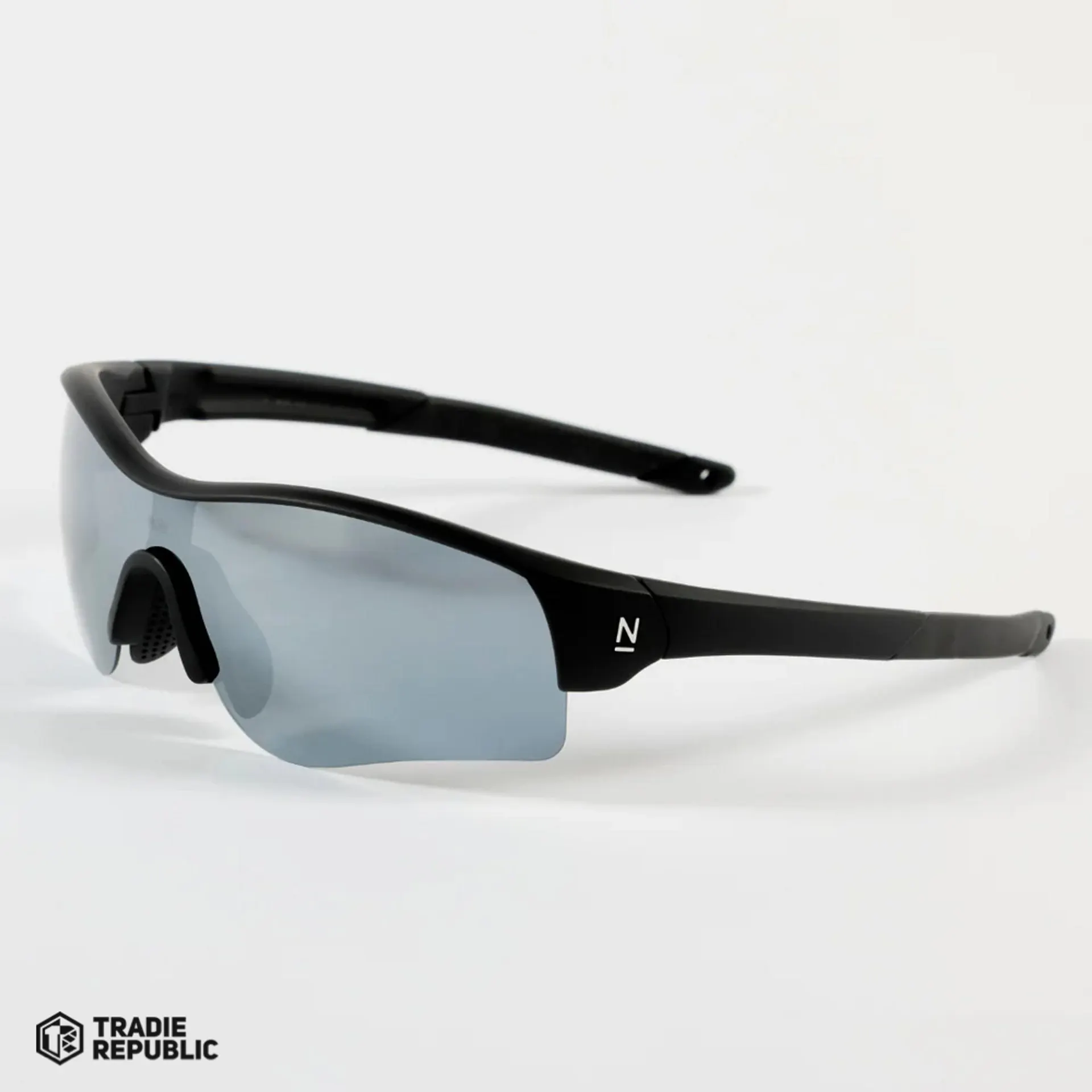 Natty Workwear Rev Matte Black / Silver Mirror Lens Safety Glasses