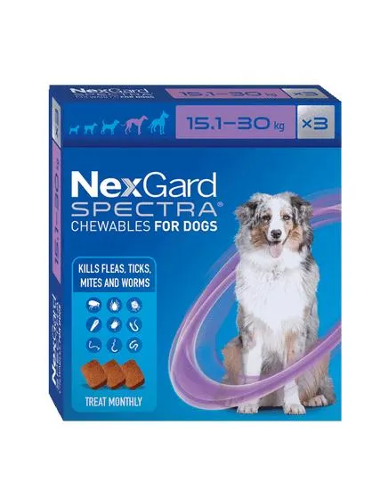 Nexgard Spectra Flea Tick & Worm Chewable 15.1kg-30kg - 3 Pack