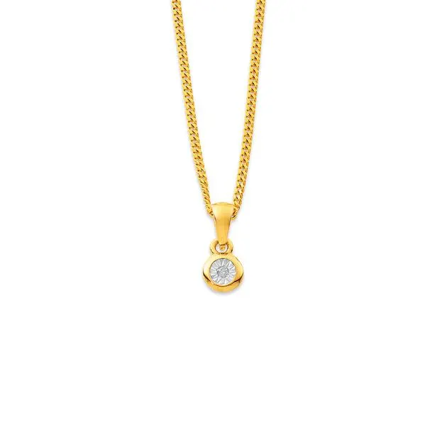 9ct, Diamond Bezel Set Pendant