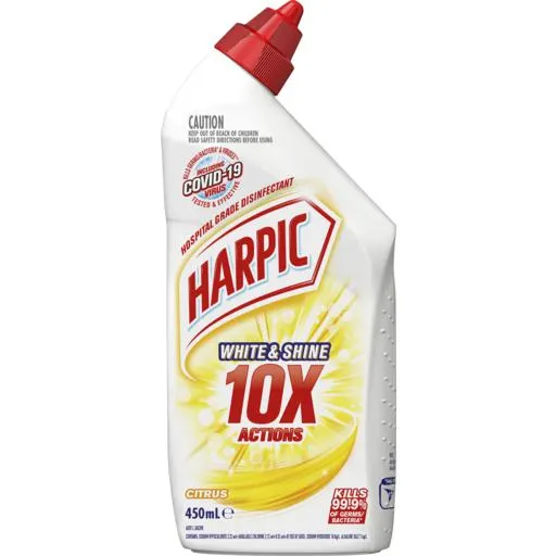 Harpic Toilet Cleaner White & Shine Bleach Gel Citrus 450ml