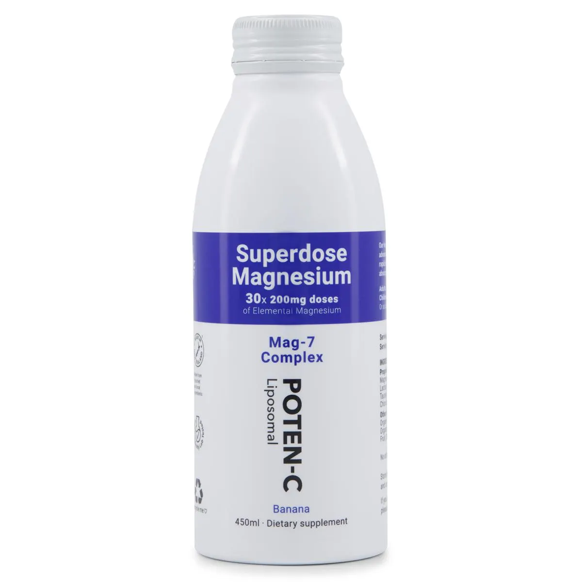 Poten-C Superdose Liposomal Magnesium - 30x 200mg Doses 450ml Banana + FREE Gift with Purchase (75ml 1000mg Liposomal Vitamin C)
