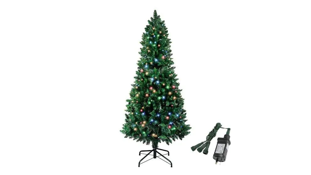 Santaco 420 Tip Christmas Tree with 200 Multi-coloured 30V LED Light - 240cm