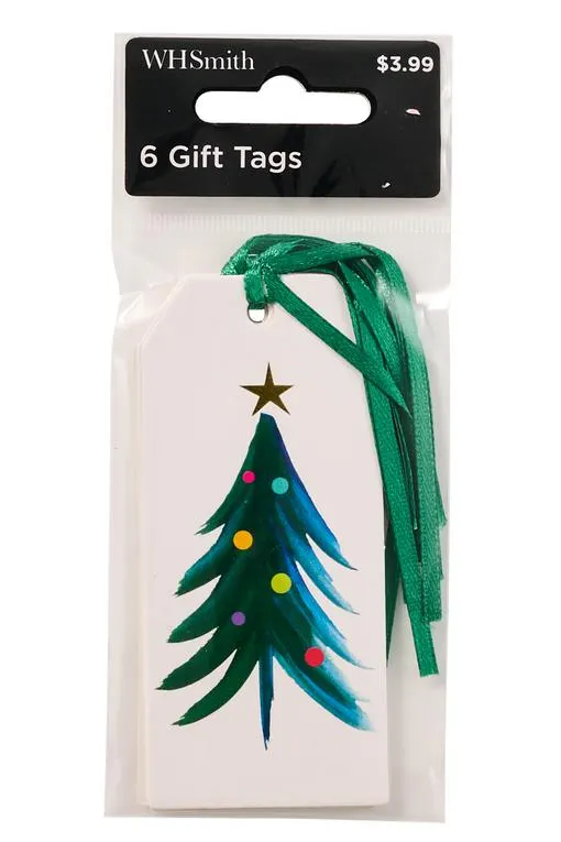 WHSmith Gift Tags Christmas Tree Pack of 6