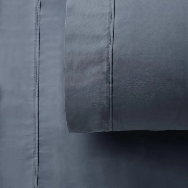 KOO 400 Thread Count Cotton Sateen Sheet Set Slate Blue