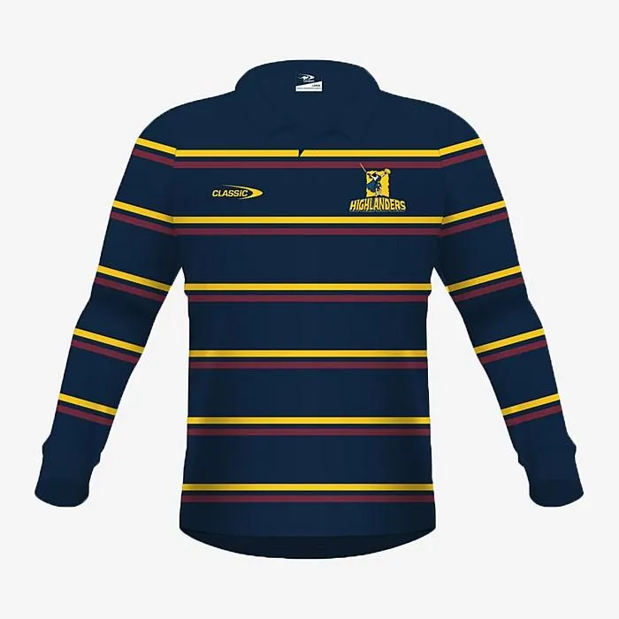 Highlanders Retro Rugby Long Sleeve Polo