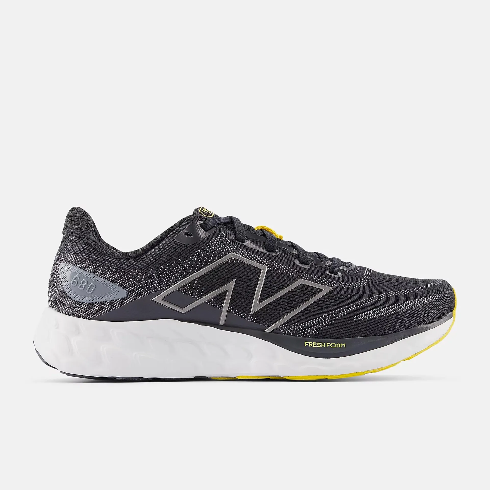 New Balance Mens 680 v8 Running Shoes Black/Castlerock/Ginger Lemon