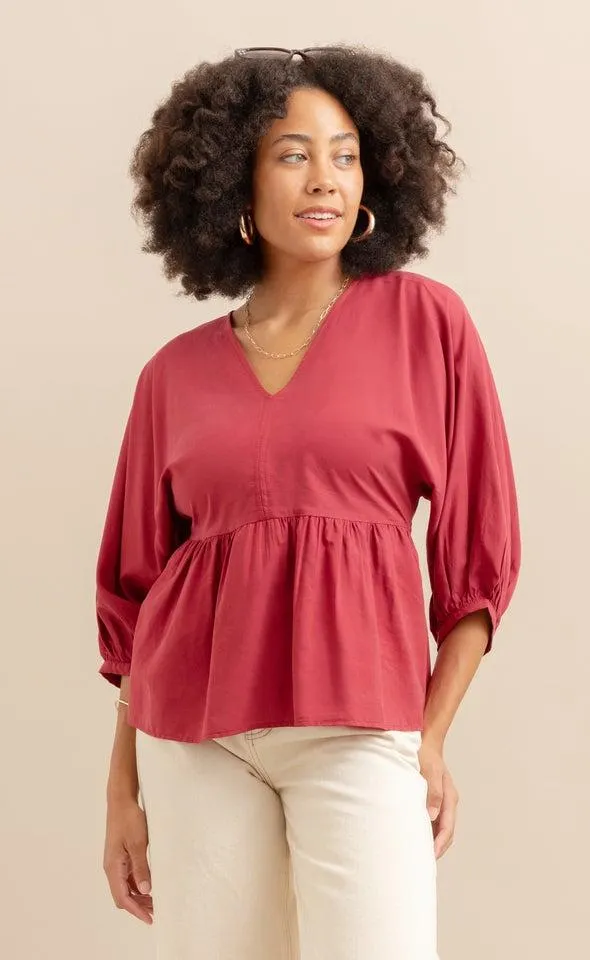 Lyocell Poplin Peplum Top