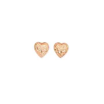9ct Rose Gold, 8mm Heart Stud Earrings