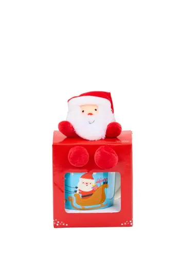 Christmas Mug with Plush Toy Santa