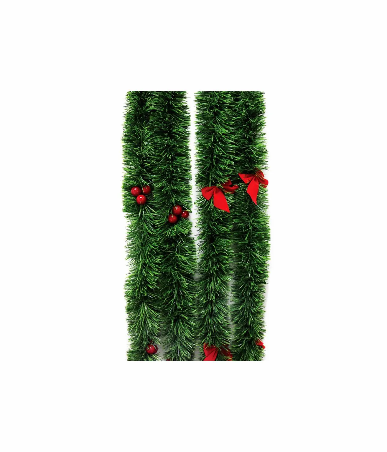 Green Chunky Berry Bow Tinsel 2.4m