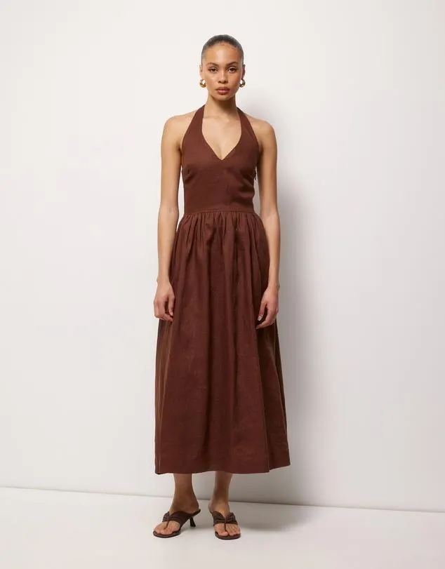 Esme Halter Linen Midi Dress