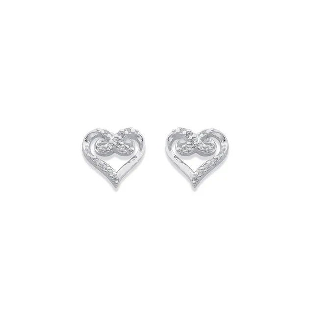Sterling Silver Cubic Zirconia Infinity Heart Studs