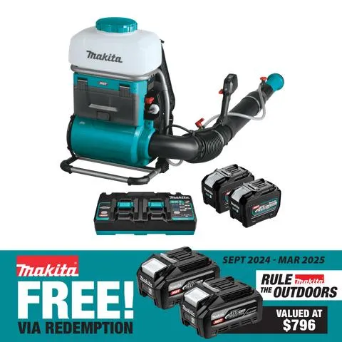 Makita XGT Cordless Backpack Mist Blower Brushless 15L 40v 2x8Ah