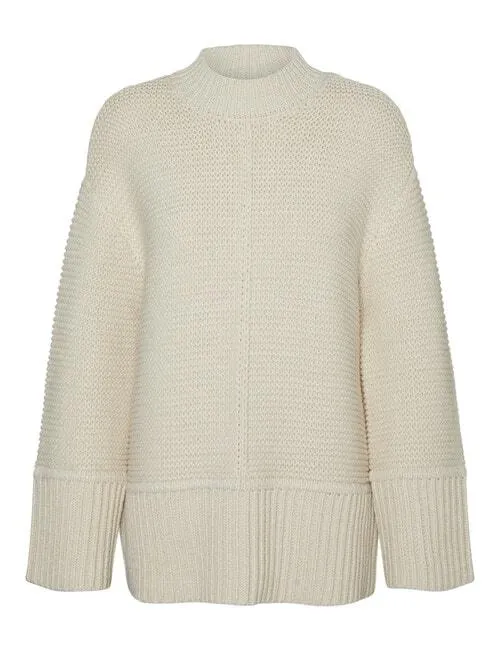 Vero Moda Miranda Long Sleeve High Neck Pullover, Birch