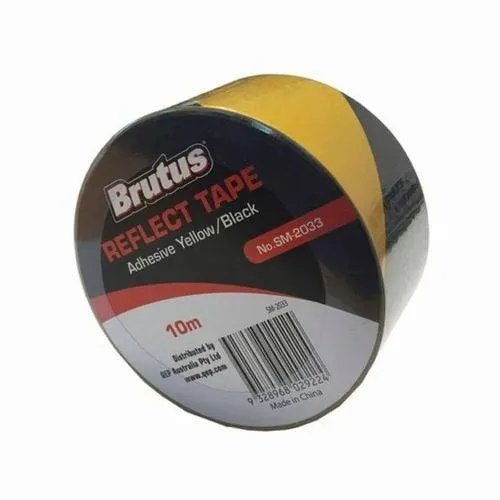 Brutus 50mm x 10m Reflective Adhesive Safety Tape - Yellow / Black