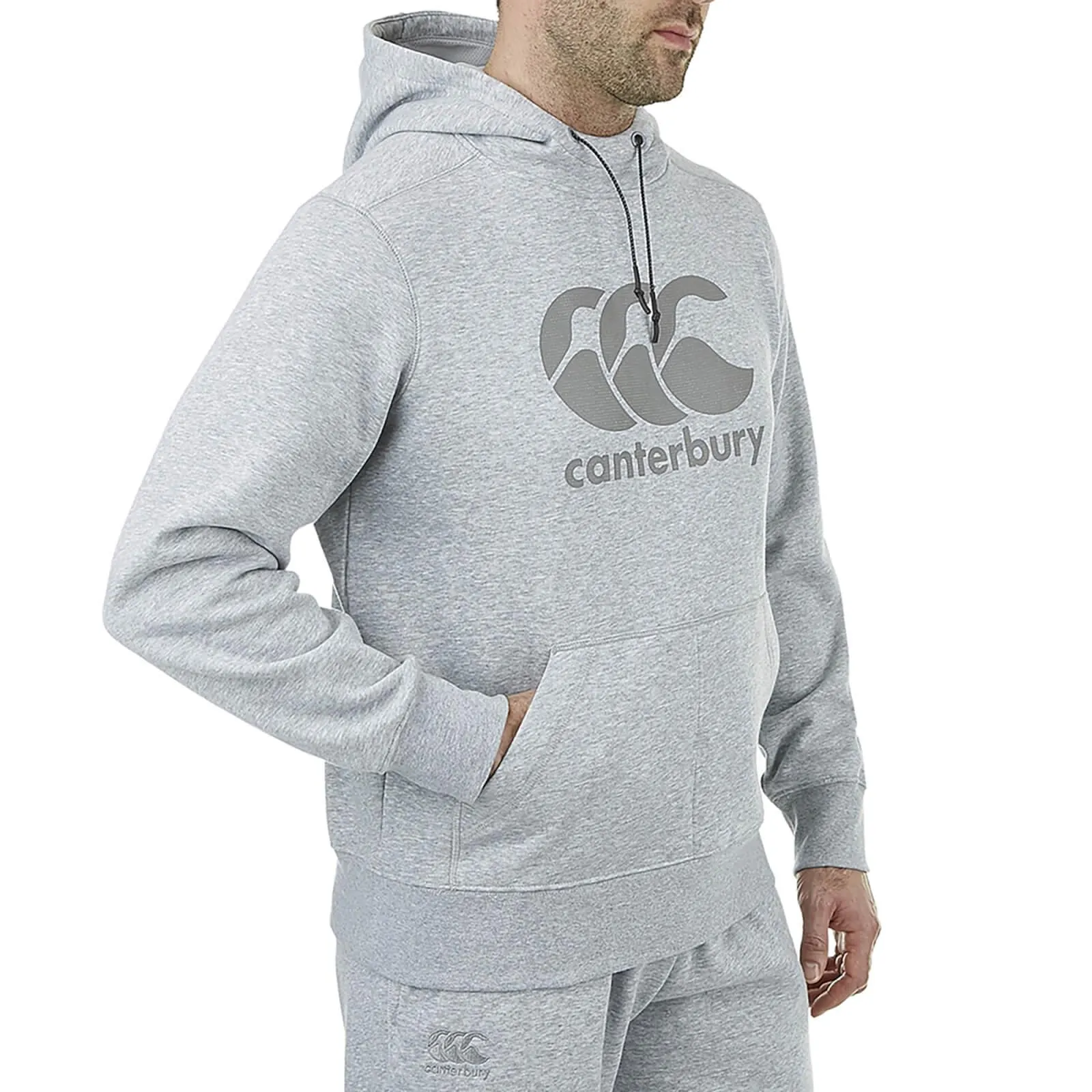 Mens Logo Over The Head Hoodie in Grey