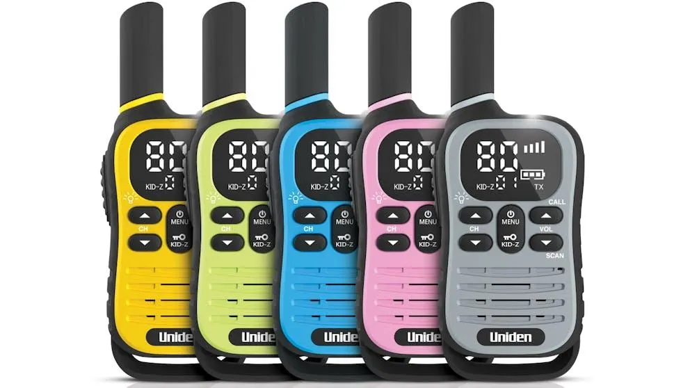 Uniden UH45 Max 0.5W 5-Colour Pack 2-Way UHF Radio with Kid-Zone Plus