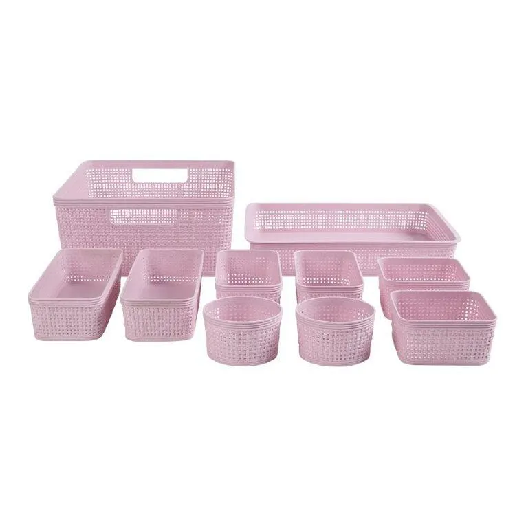 Living & Co 10 Piece Organiser Baskets Pink