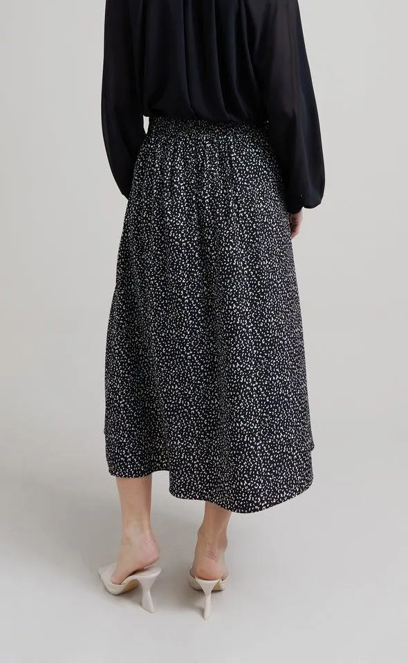 Printed Side Split Midi Skirt
