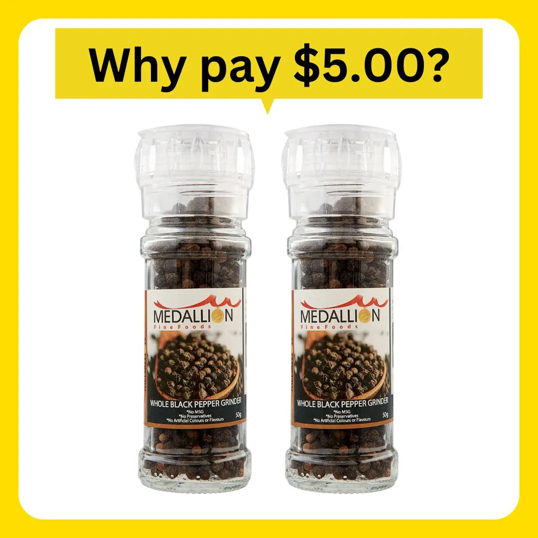 Medallion Whole Black Pepper Grinder 50g