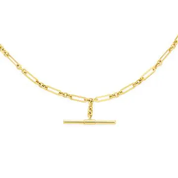 9ct 48cm Hollow Fancy Figaro 3+1 Fob Necklet