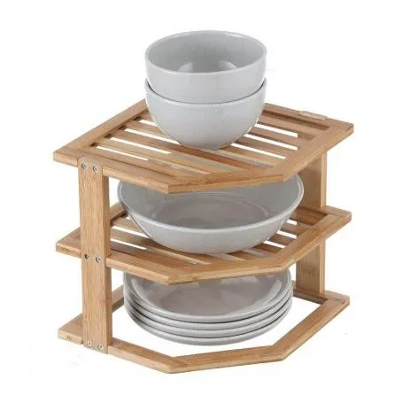 Plate Stand 2 Tier Bamboo
