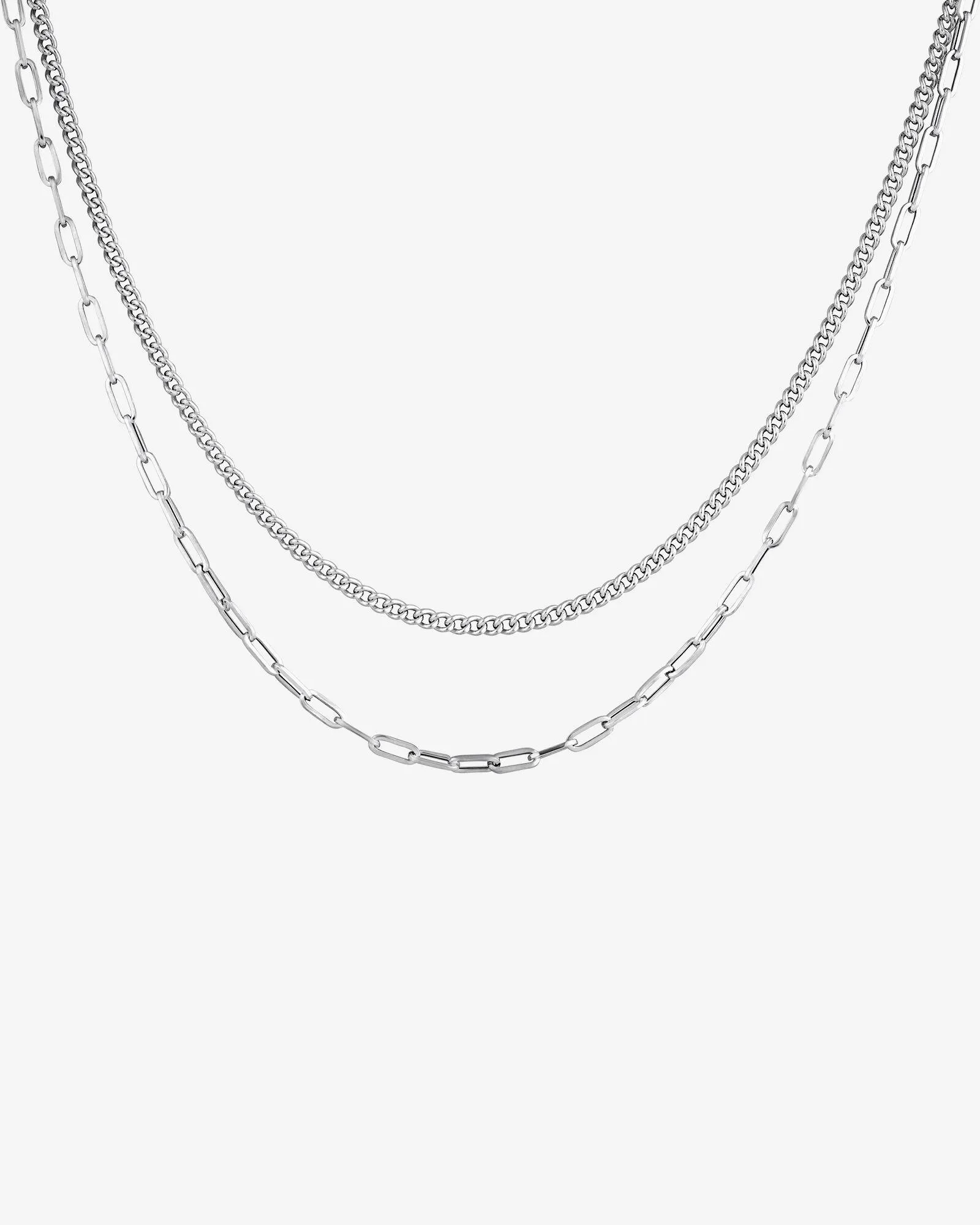 50cm (20") Curb and Paperclip Chain in Sterling Silver