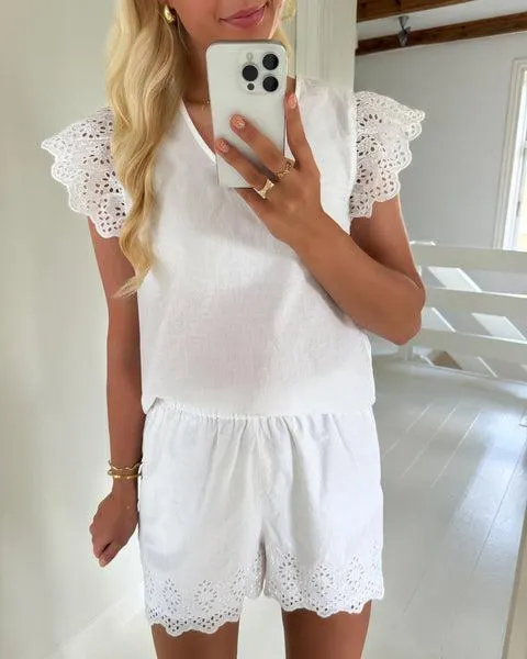 ONLY Lou Life Frill Top White