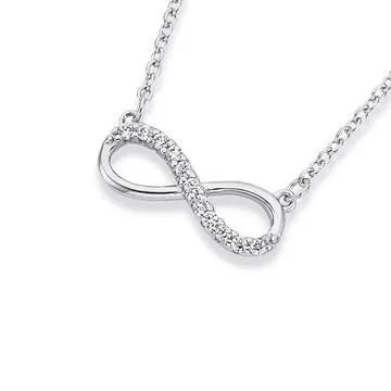 Sterling Silver Cubic Zirconia Infinity Necklet