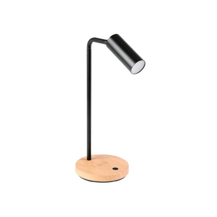 Alva 4.5W 4000K Faux Wood/Black Led Qi Desk Lamp