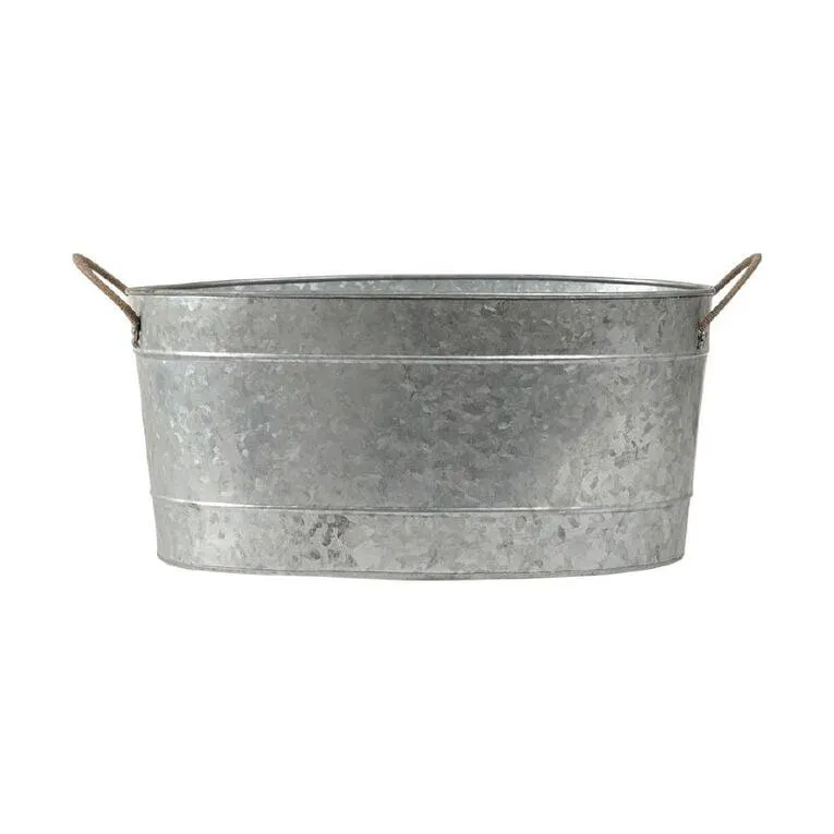 Living & Co Galvanised Drinks Bucket Silver Grey