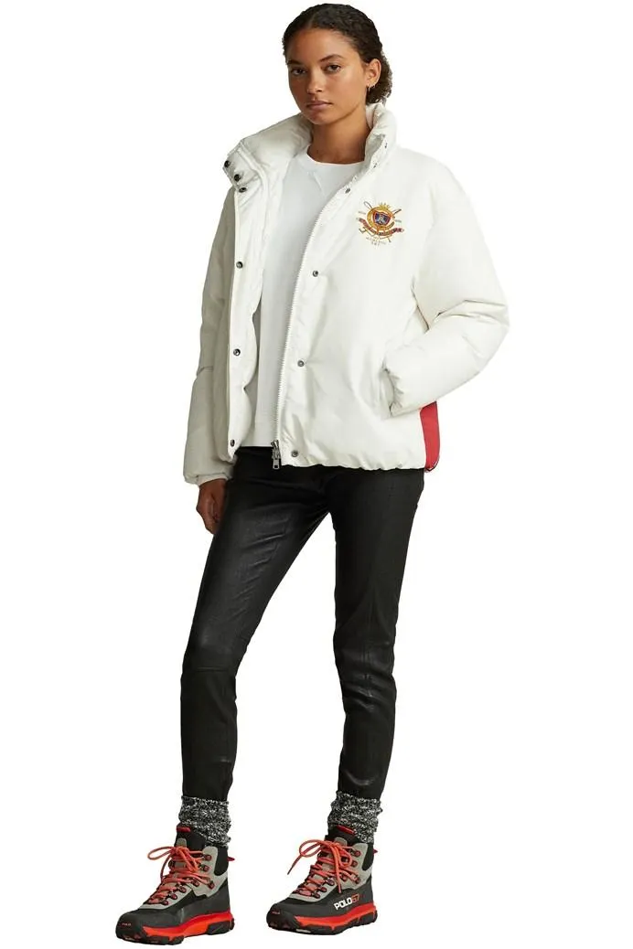 Water-Resistant Crest Motif Down Jacket