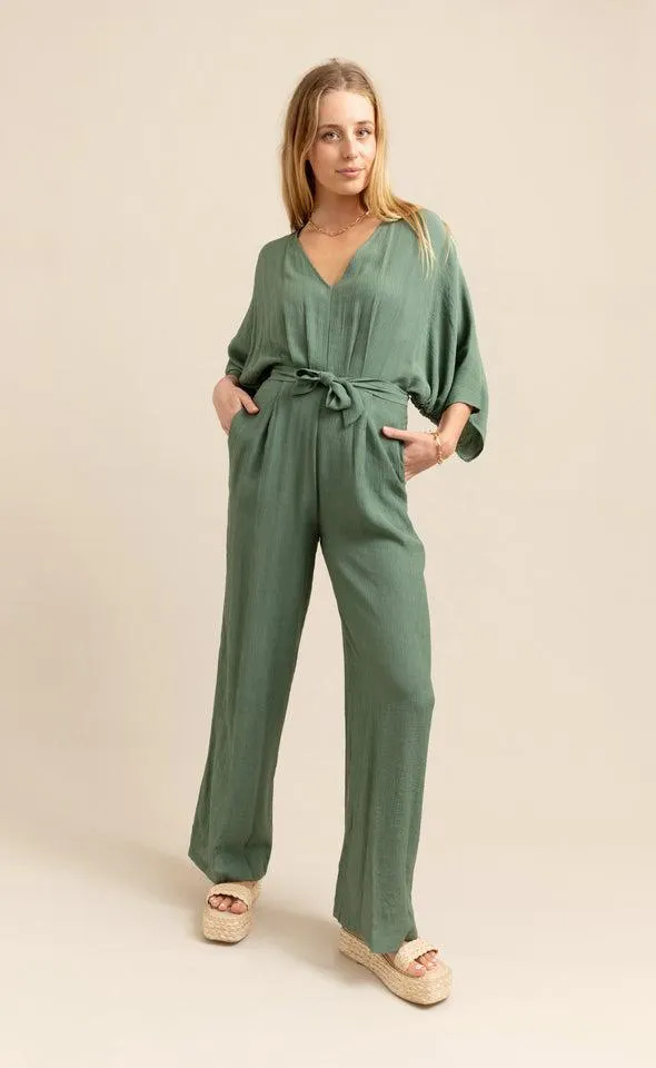 V Neck Batwing Jumpsuit
