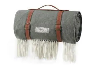 Trafalgar Riley Picnic Rug with Reusable Faux Leather Belt (Grey)