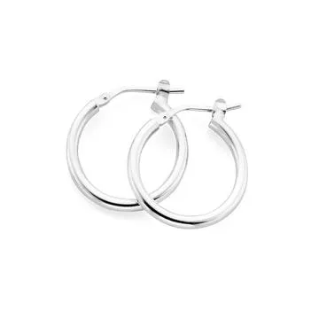 Sterling Silver 15mm Tube Hoop Earrings