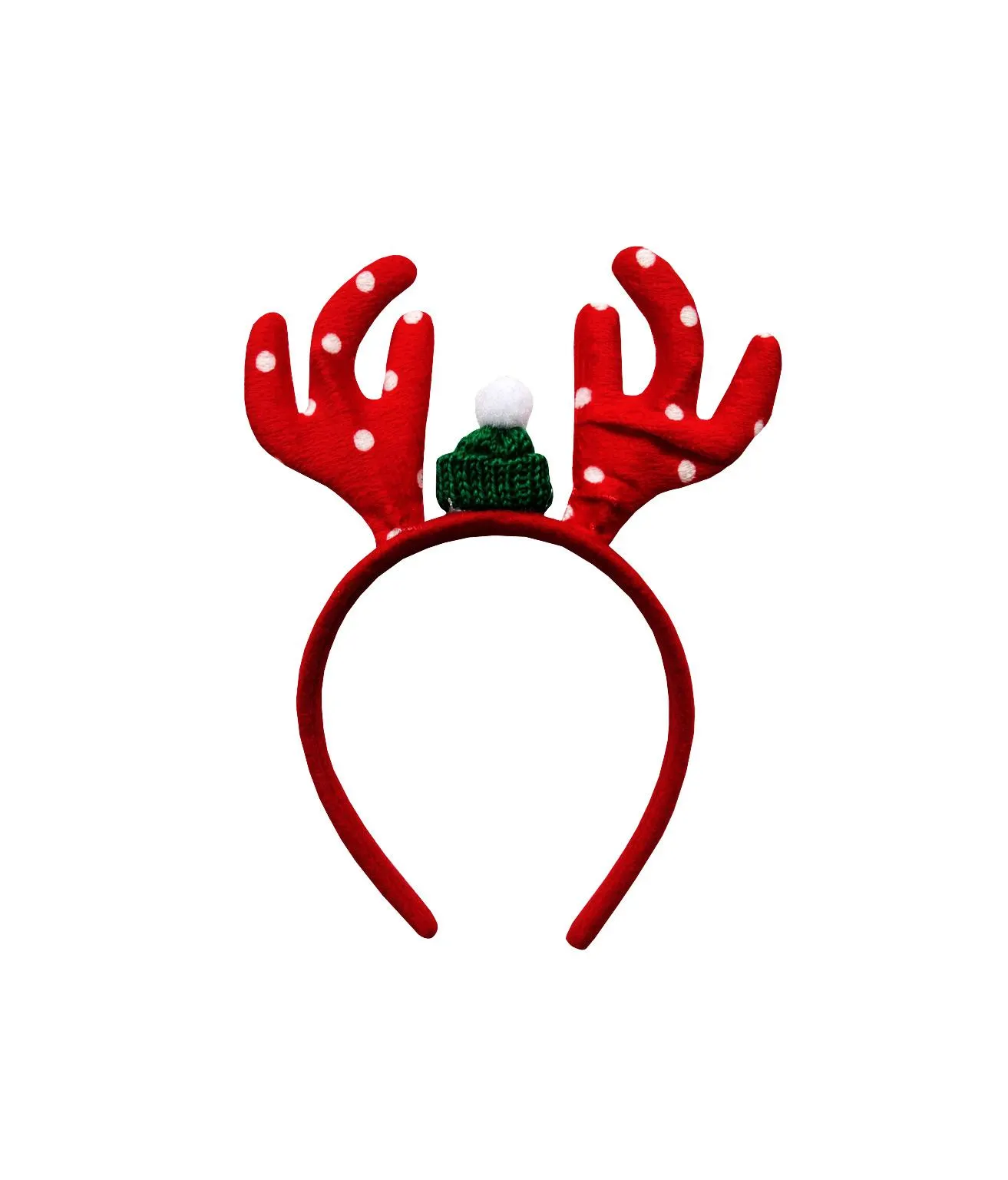 Red Spotted Antler With Green Small Beanie Headband