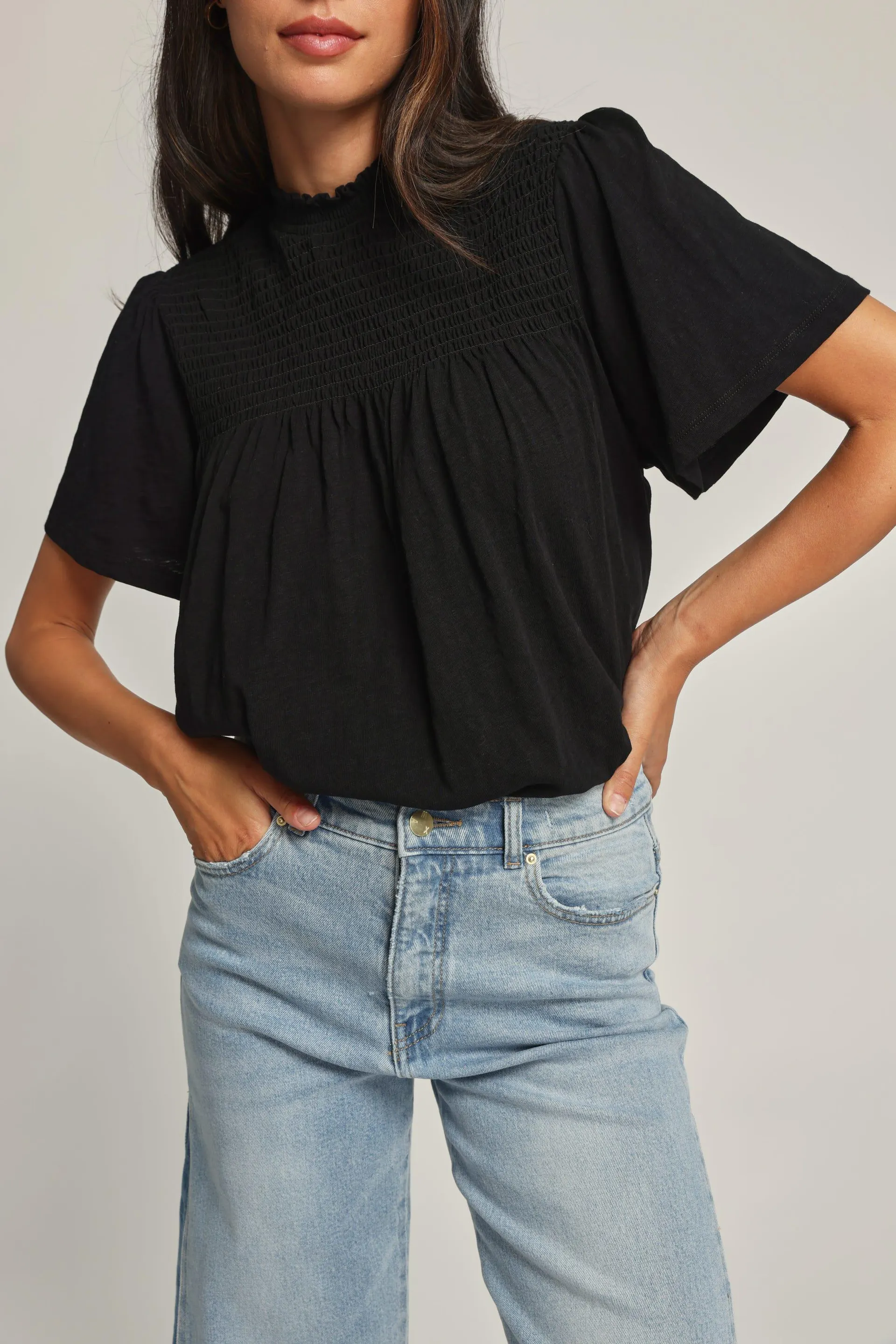 Olivia Organic Cotton Shirred Tee