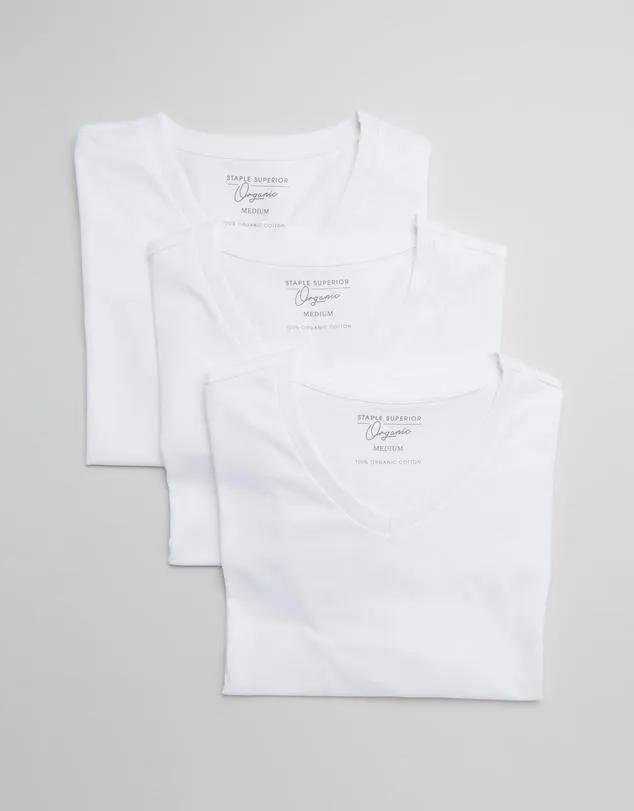 3-Pack Organic Basic V Neck Tee