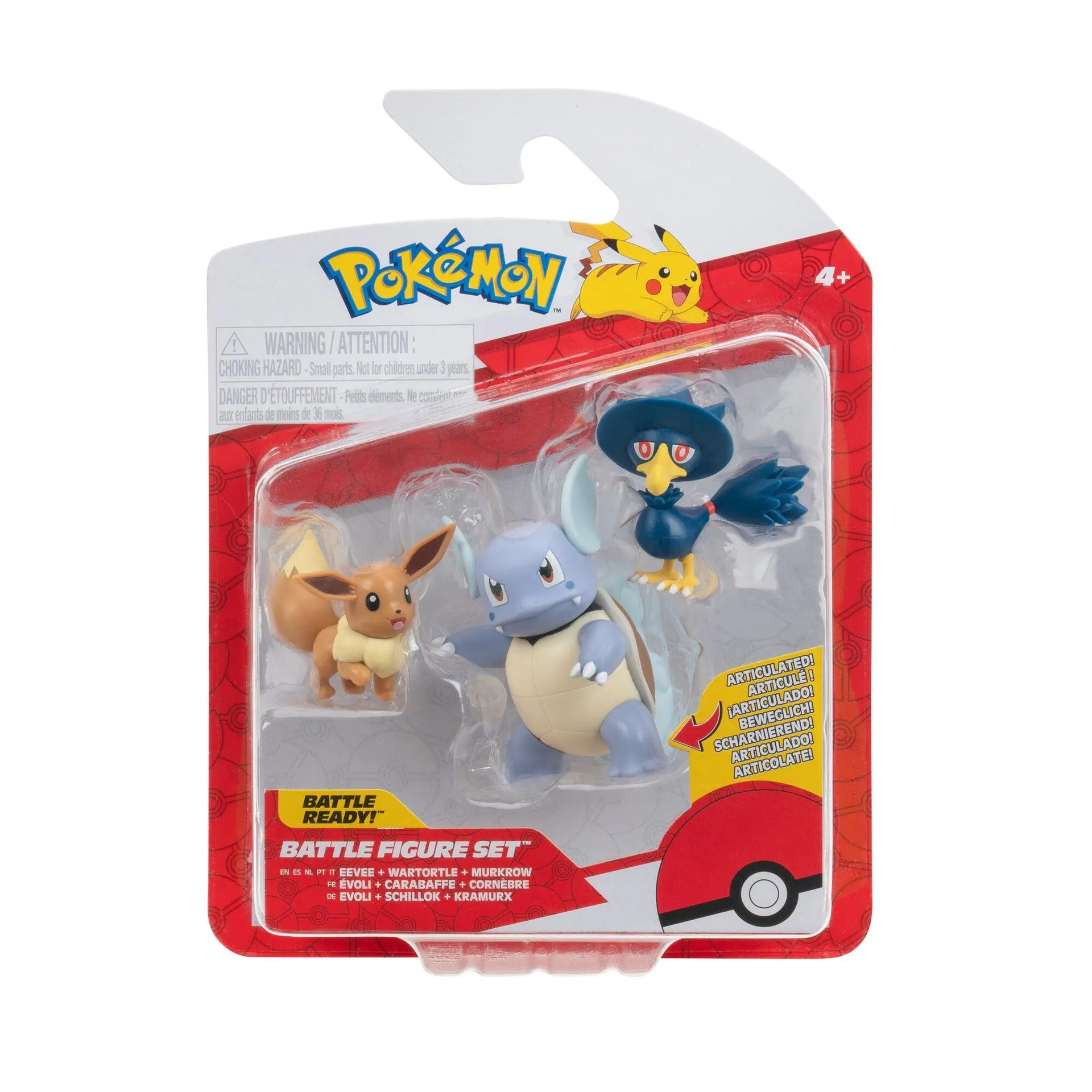 Pokemon Battle Figure Set 3 Pack Eevee, Murkrow & Wartotle