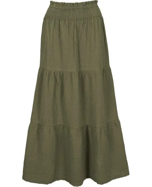 Women's Cotton Muslin Shirred Skirt