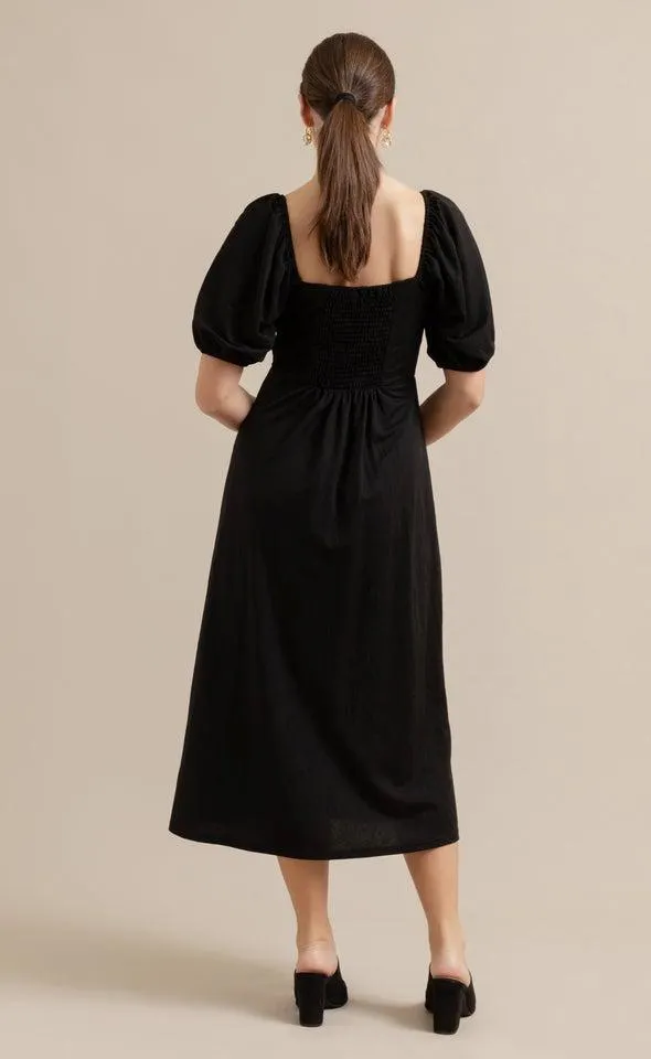 Linen Look Jersey Midi Dress