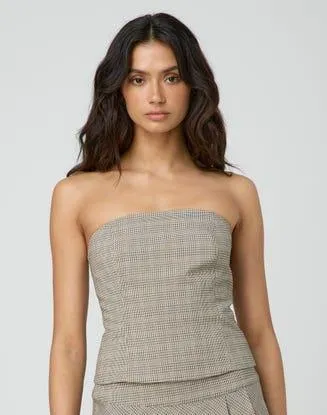 Check Strapless Top