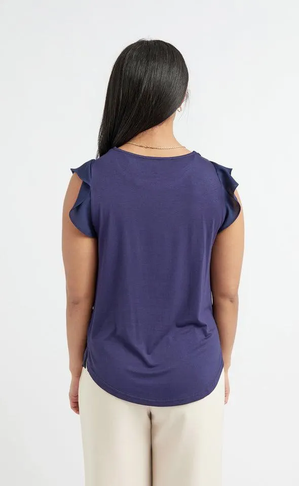 Jersey Back Frill Sleeve Top