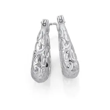 Sterling Silver Filigree Oval Earrings
