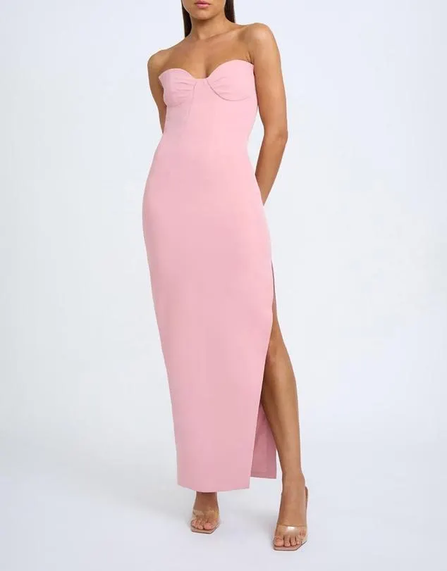 Sahana Shell Shape Strapless Midi Dress