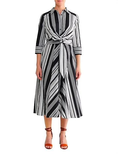 PANELLED MIDI SHIRT DRESS